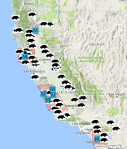map of private land leases for pig or boar hunting on private ranches in california